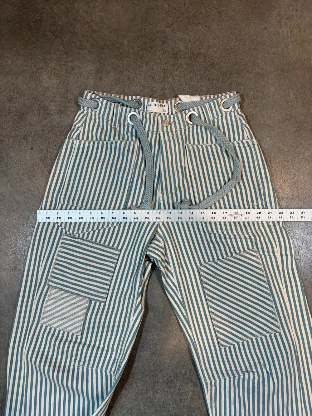 Free People We The Free Moxie Railroad-Stripe Patchwork Barrel Jean